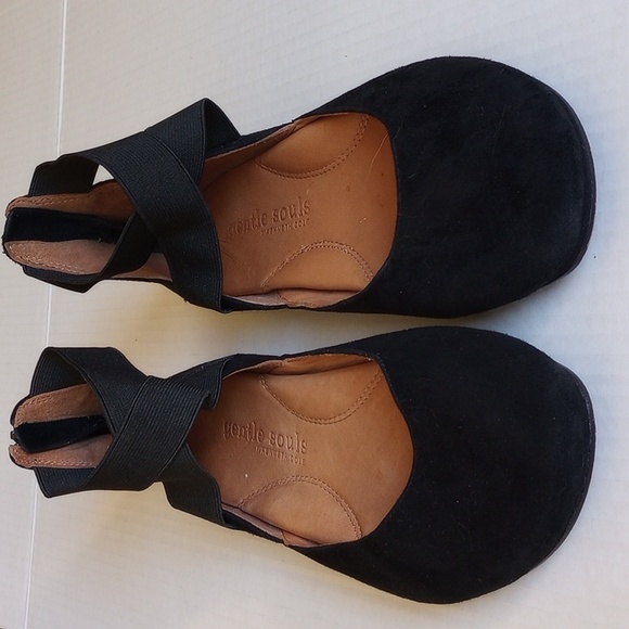 Kenneth Cole X Gentle Soles Bay Unique Leather Ballet Flats 7.5 Black Suede - Picture 2 of 11